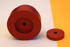 33/45 record weight in red anodised aluminum